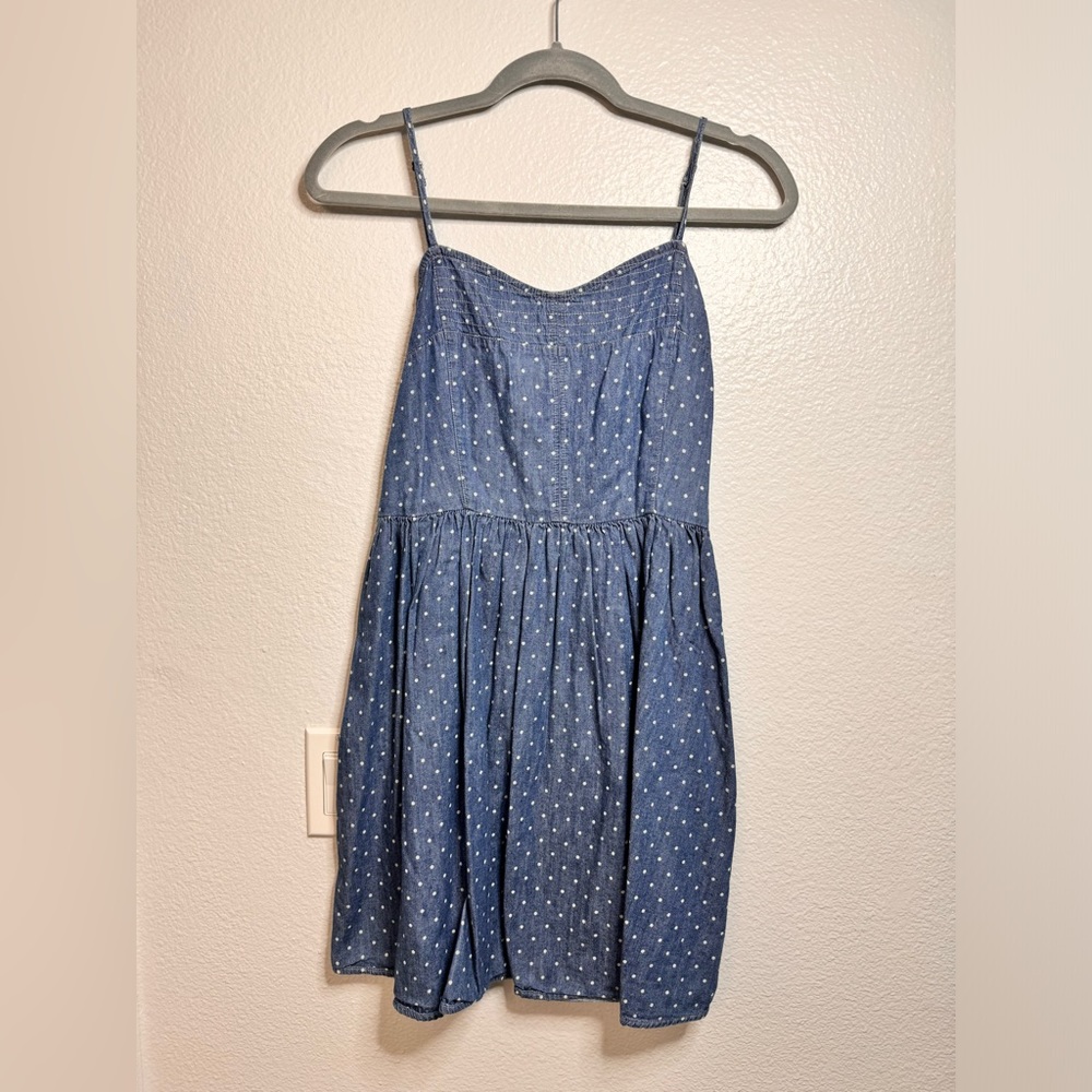 Polka-dot denim dress